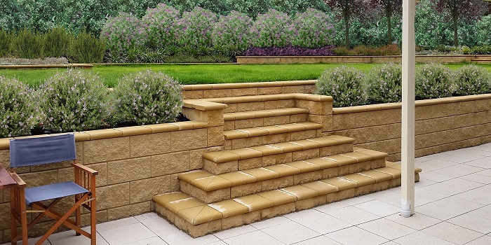 Concrete Block Retaining Wall With Steps