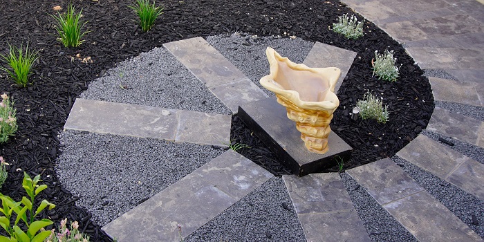 Custom Garden Feature With Pavers & Pebbles